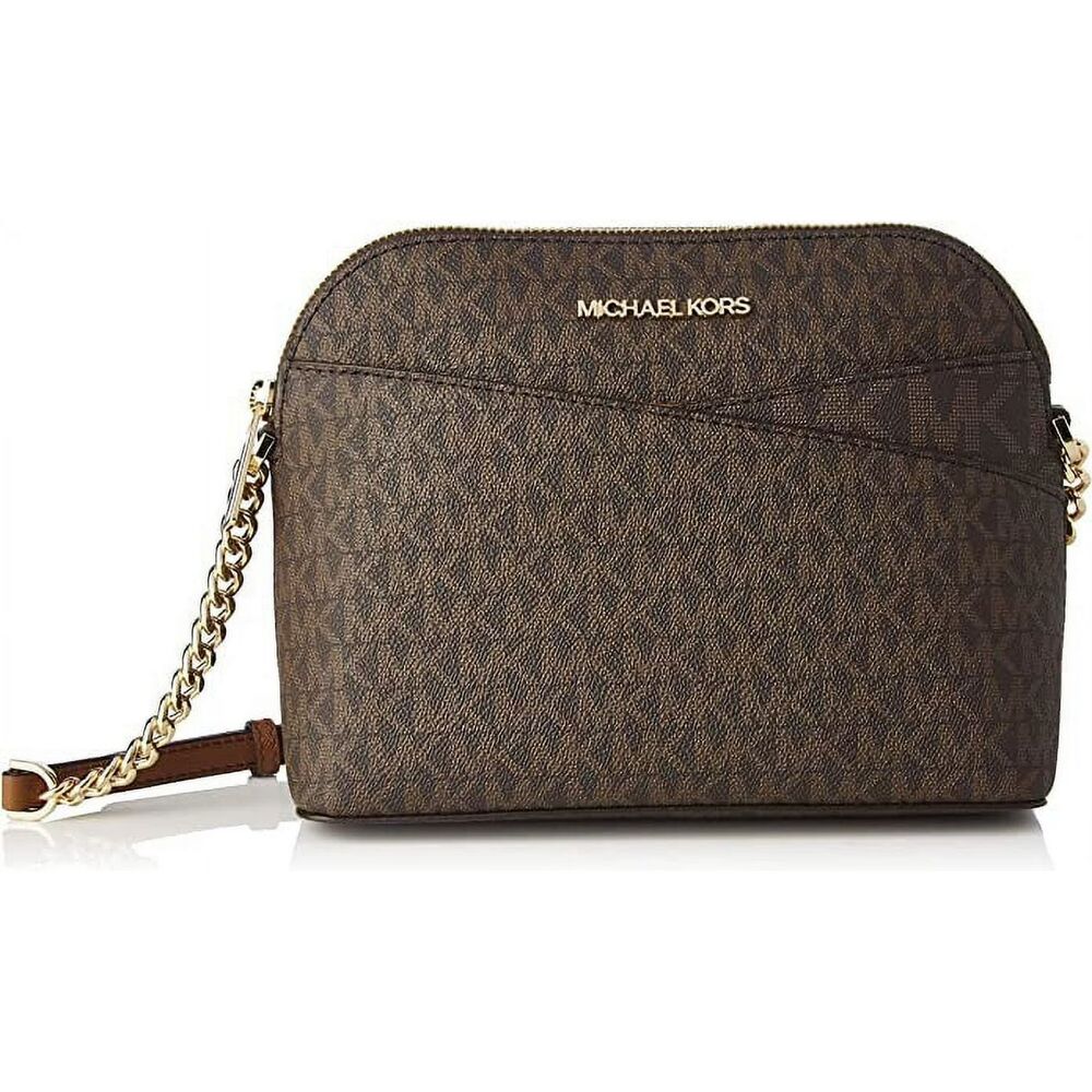 Michael Kors 35F1GTV6B Jet Set Travel Dome Crossbody Bag Leather Brown NWT
